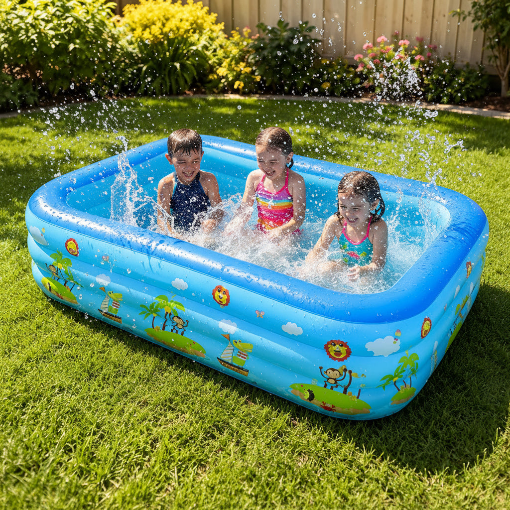 Maak van elke dag een zwemdag 🏊‍♀️

De zomer is te kort om binnen te zitten. Met dit Family Interactive Ocean Zwembad haal je het strand gewoon naar je eigen tuin.