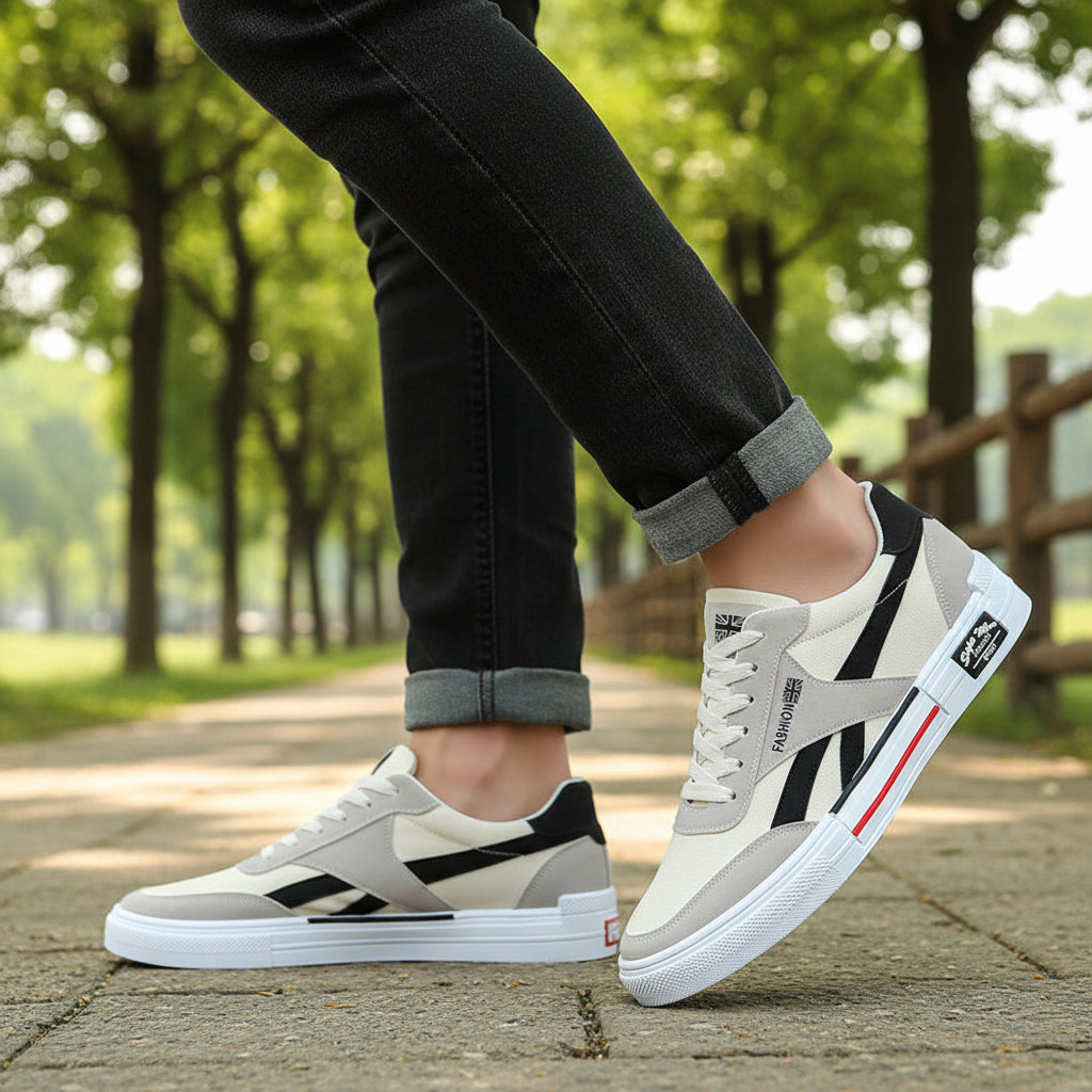 Heren Casual Canvas Schoenen – Ademend met Vetersluiting