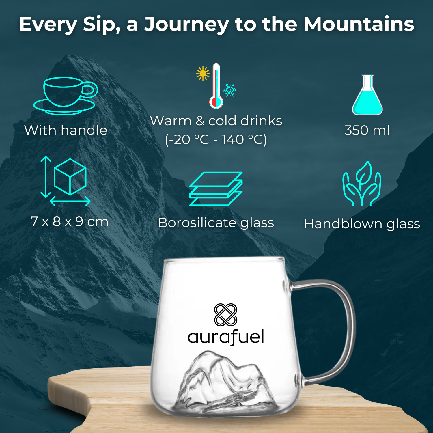 Mountain Drinking Glass – 350 ml | Uniek Bergvormig Glas