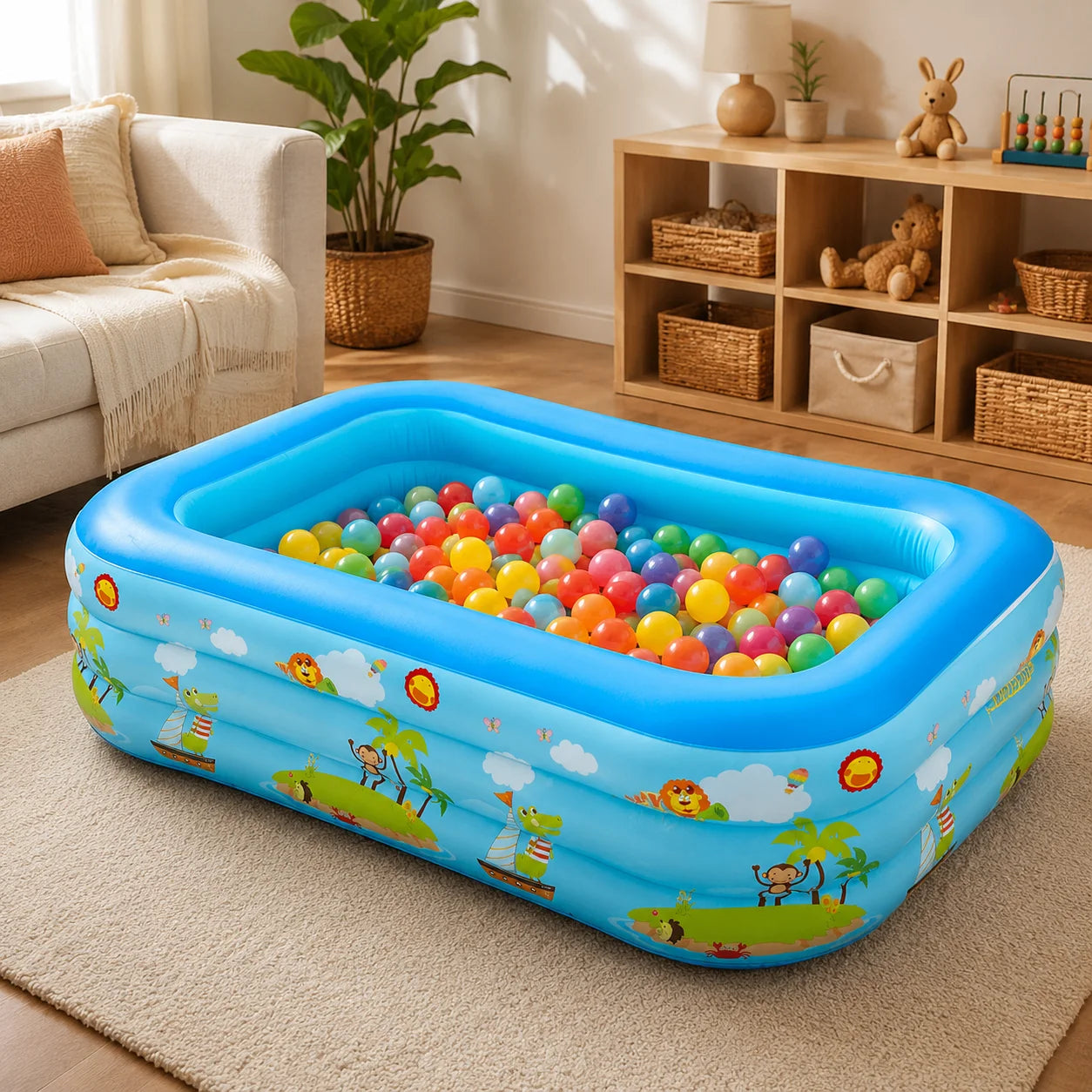 Maak van elke dag een zwemdag 🏊‍♀️

De zomer is te kort om binnen te zitten. Met dit Family Interactive Ocean Zwembad haal je het strand gewoon naar je eigen tuin.