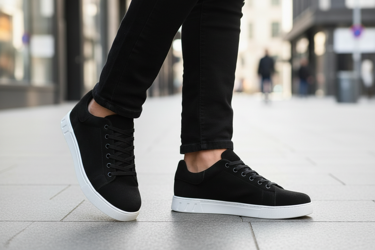 Lorenzo Casual bruin Witte Sneakers  (1 Paar) zwart witte sneakers  (1 paar)