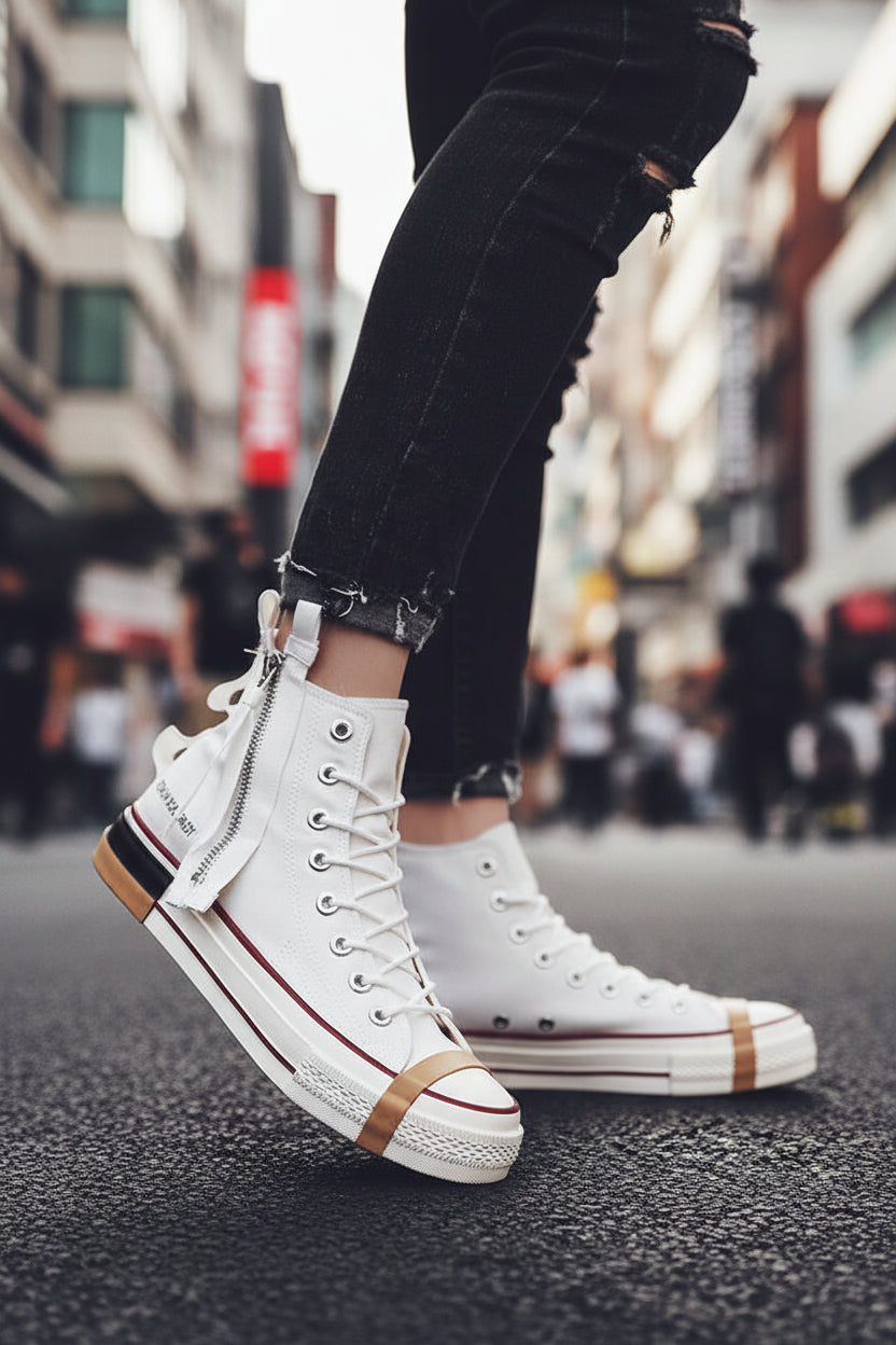 Hoge Canvas Sneakers met Rits